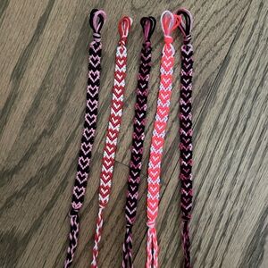 Bundle of 5 Embroidery Thread Heart Bracelets